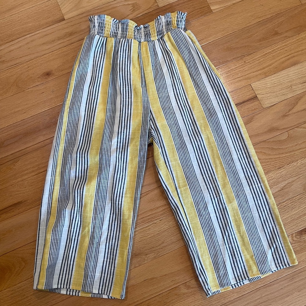 Iris Yellow and Blue Striped Cropped Pants